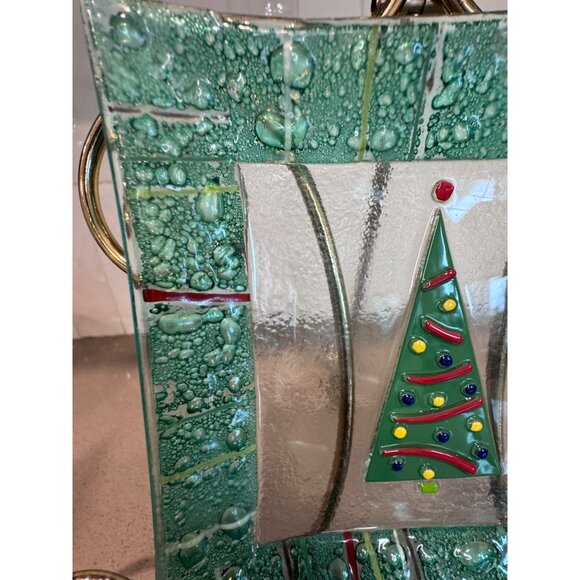 Gorham Glass Holiday Plate 6" X 6" With Christmas Tree Design - Picture 3 of 5